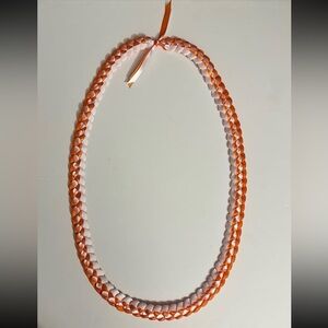 Graduation Ribbon Lei (Orange & White)